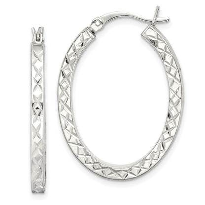 Sterlingsilber Diamantiert 2.5mm Oval Creolen