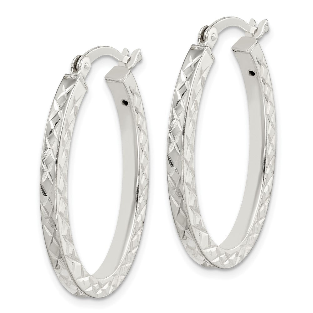 Sterlingsilber Diamantiert 2.5mm Oval Creolen
