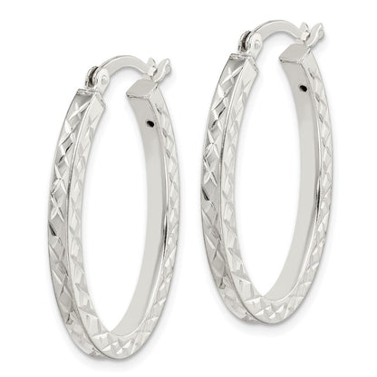 Sterlingsilber Diamantiert 2.5mm Oval Creolen