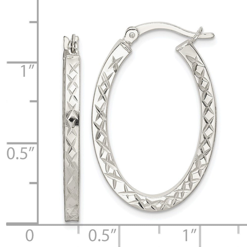 Sterlingsilber Diamantiert 2.5mm Oval Creolen