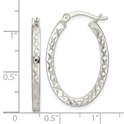 Sterlingsilber Diamantiert 2.5mm Oval Creolen