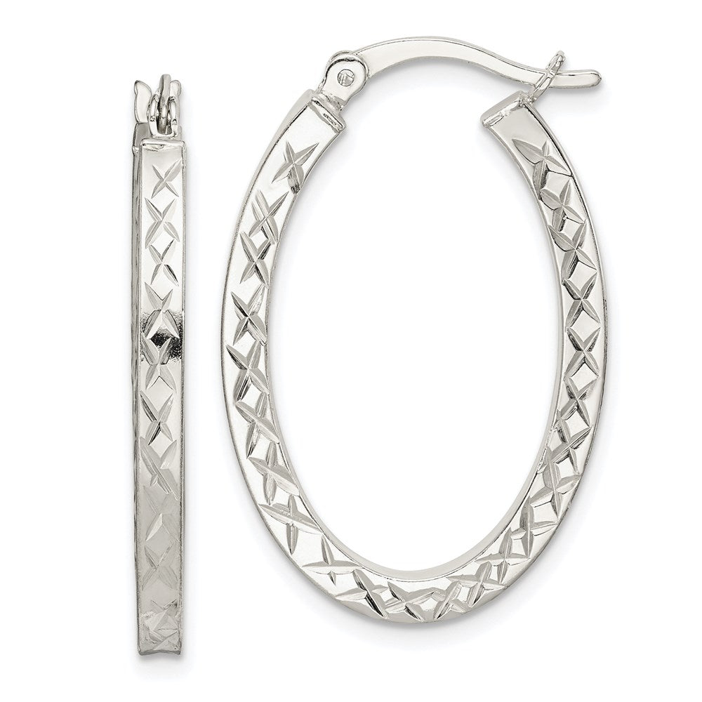 Sterlingsilber Diamantiert 2.5mm Oval Creolen