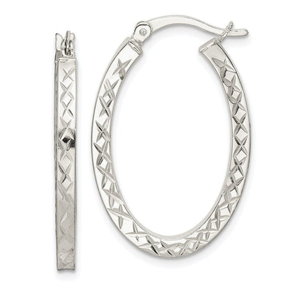 Sterlingsilber Diamantiert 2.5mm Oval Creolen