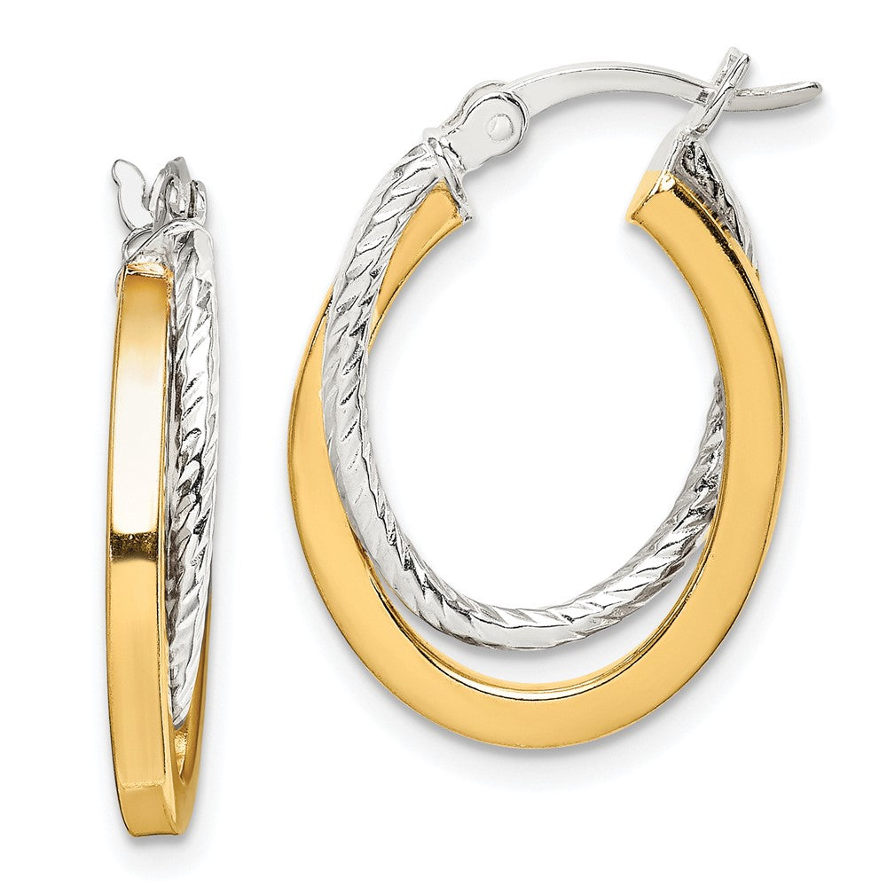 Sterlingsilber und Goldfarben Doppelt Creolen