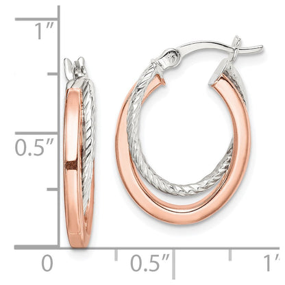 Sterlingsilber und Roséfarben Doppelt Creolen