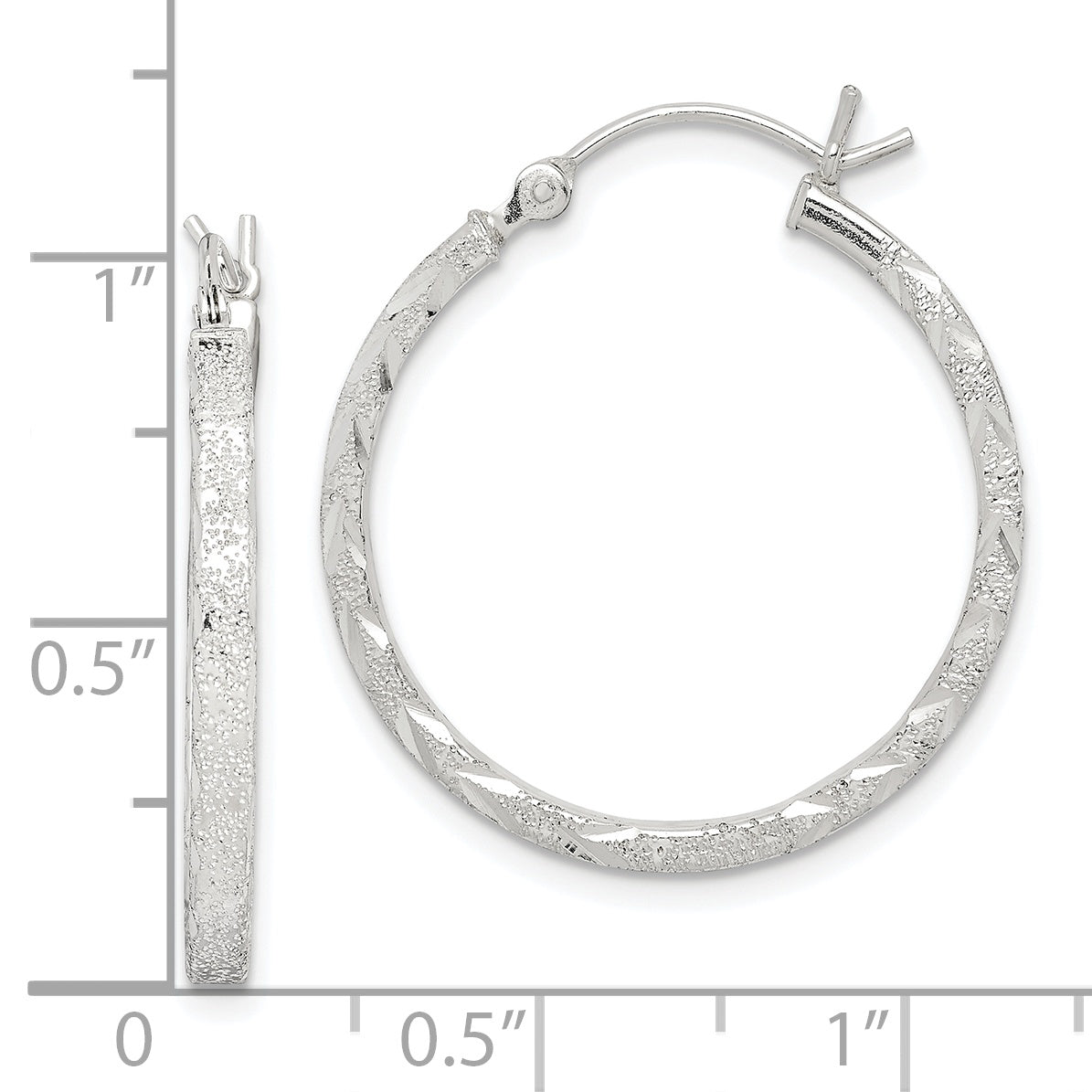Sterlingsilber Diamantiert 2.5mm Creolen