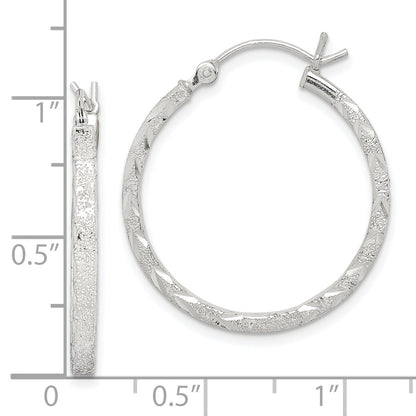 Sterlingsilber Diamantiert 2.5mm Creolen