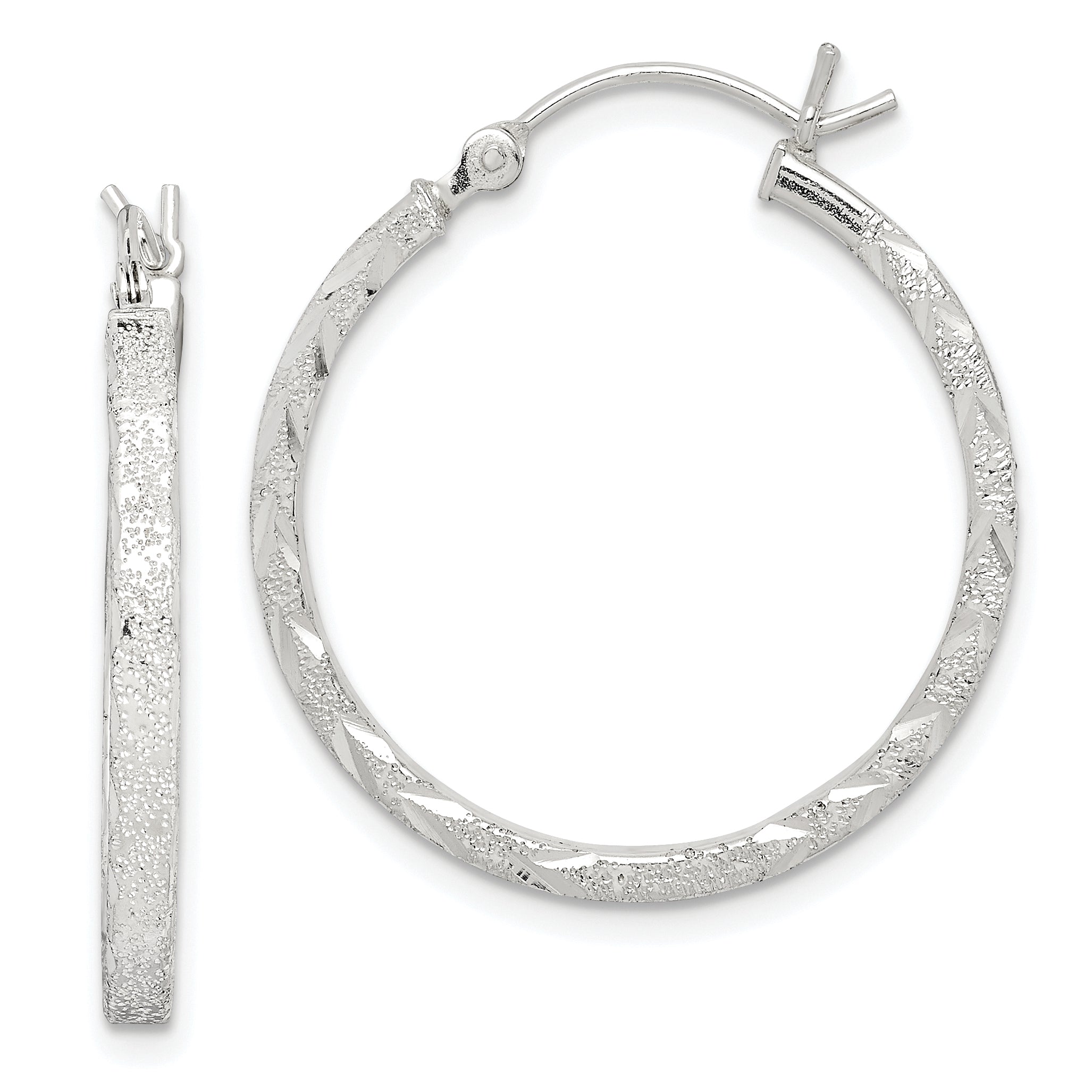 Sterlingsilber Diamantiert 2.5mm Creolen