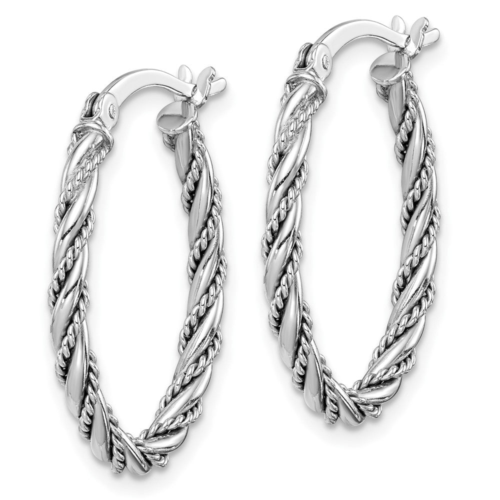 Sterlingsilber Rhodiniert 2.5mm Gedreht Oval Creolen