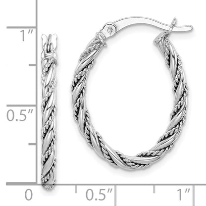 Sterlingsilber Rhodiniert 2.5mm Gedreht Oval Creolen