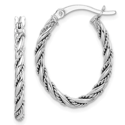Sterlingsilber Rhodiniert 2.5mm Gedreht Oval Creolen
