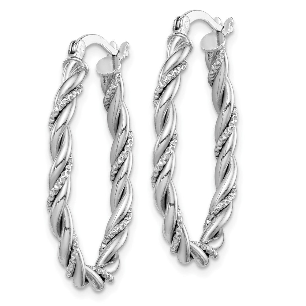 Sterlingsilber Rhodiniert 2.5mm Gedreht Oval Creolen