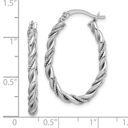 Sterlingsilber Rhodiniert 2.5mm Gedreht Oval Creolen
