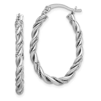 Sterlingsilber Rhodiniert 2.5mm Gedreht Oval Creolen