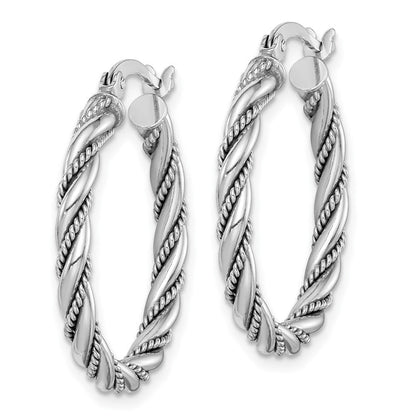 Sterlingsilber Rhodiniert 2.5x25mm Gedreht Creolen