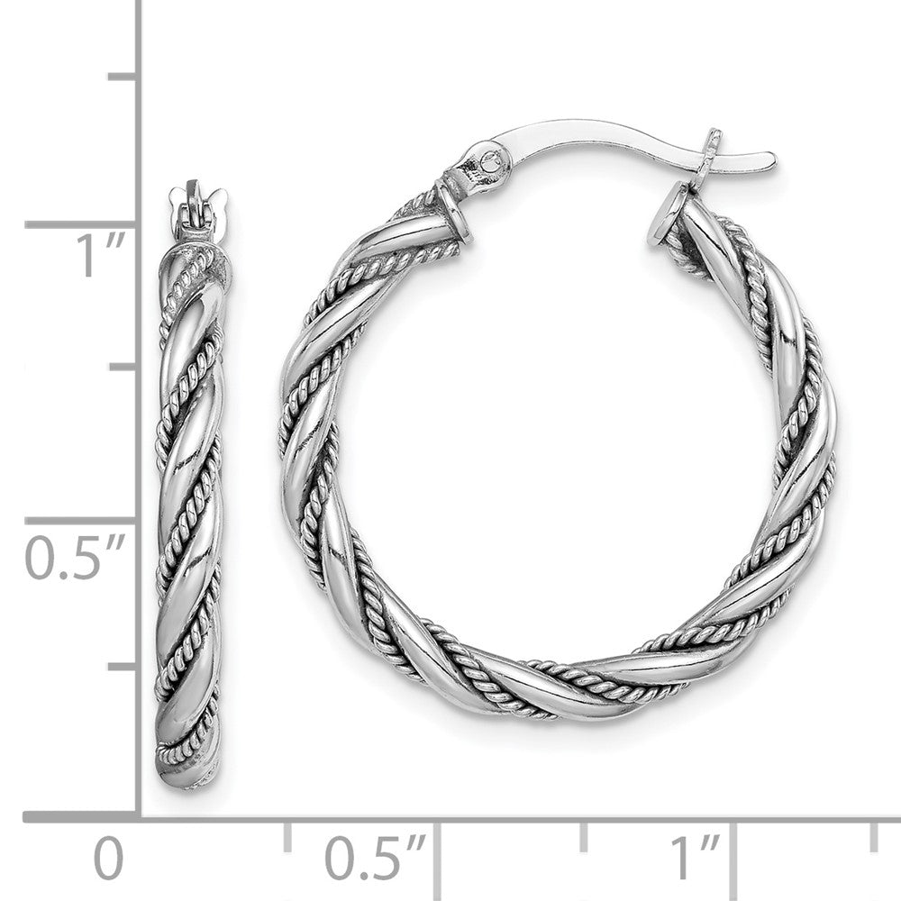 Sterlingsilber Rhodiniert 2.5x25mm Gedreht Creolen