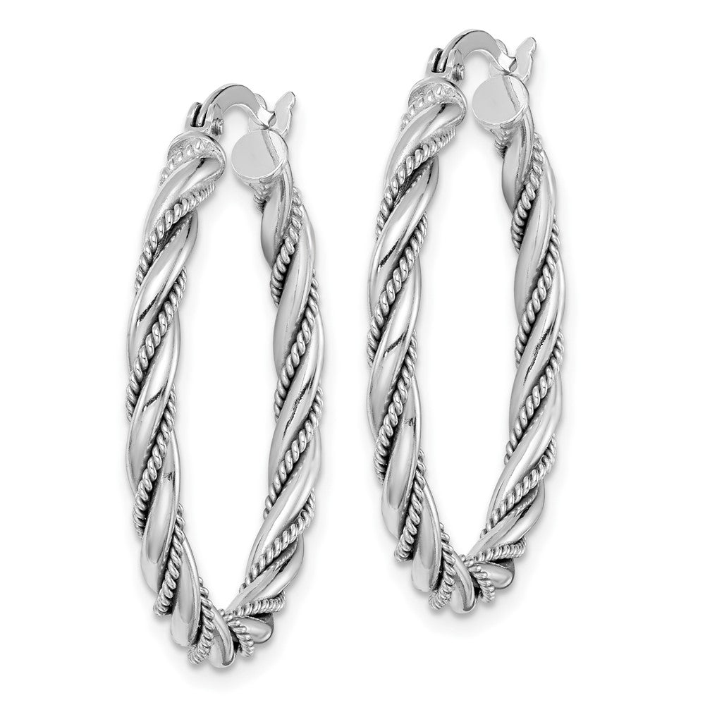 Sterlingsilber Rhodiniert 2.5x30mm Gedreht Creolen