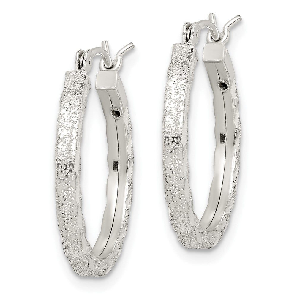 Sterlingsilber Strukturiert & Diamantiert 2.25mm Rund Creolen
