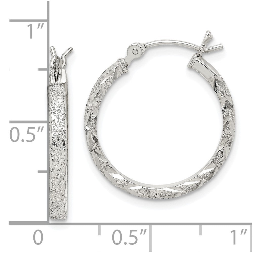 Sterlingsilber Strukturiert & Diamantiert 2.25mm Rund Creolen