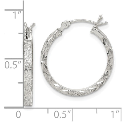 Sterlingsilber Strukturiert & Diamantiert 2.25mm Rund Creolen