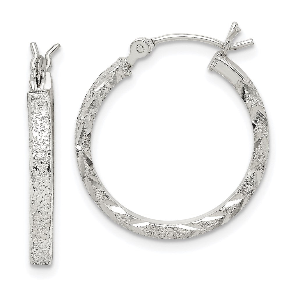 Sterlingsilber Strukturiert & Diamantiert 2.25mm Rund Creolen