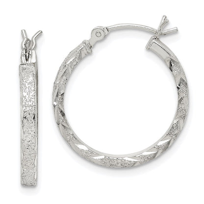 Sterlingsilber Strukturiert & Diamantiert 2.25mm Rund Creolen