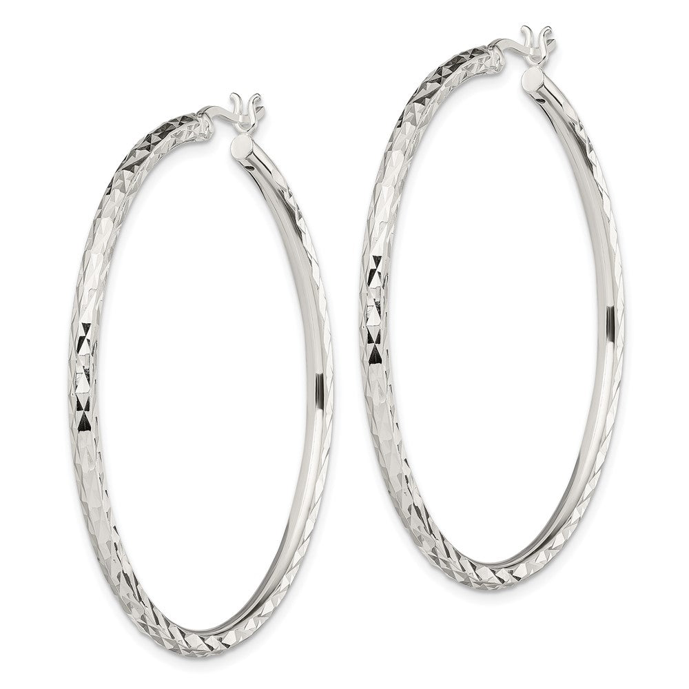 Sterlingsilber Poliert & Diamantiert 2.5mm Rund Creolen