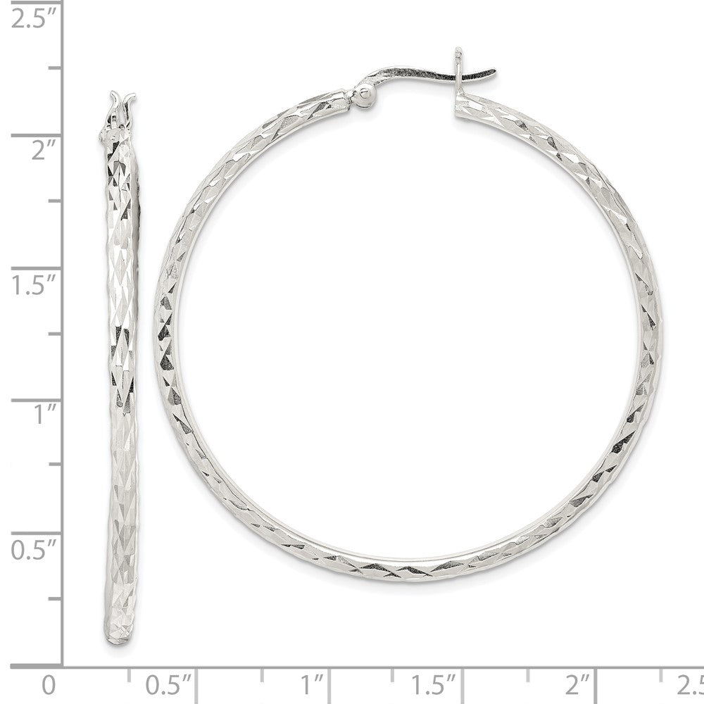 Sterlingsilber Poliert & Diamantiert 2.5mm Rund Creolen