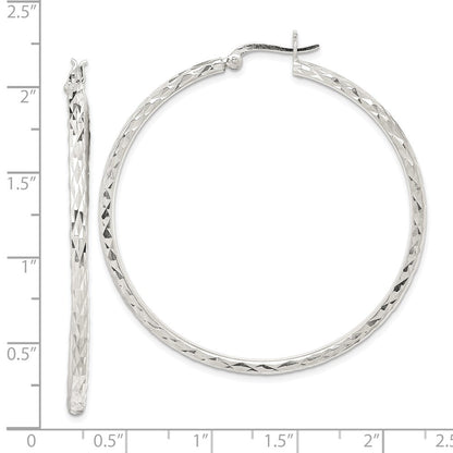 Sterlingsilber Poliert & Diamantiert 2.5mm Rund Creolen