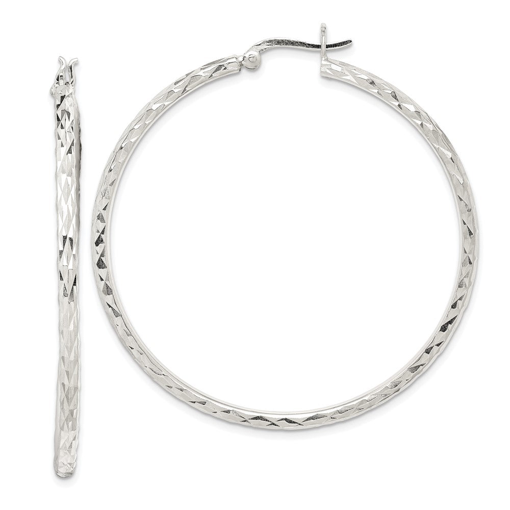 Sterlingsilber Poliert & Diamantiert 2.5mm Rund Creolen