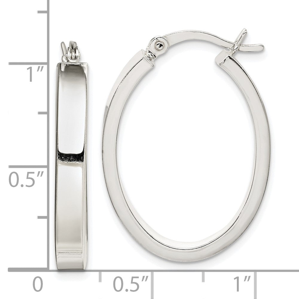 Sterlingsilber Poliert 4mm Oval Creolen