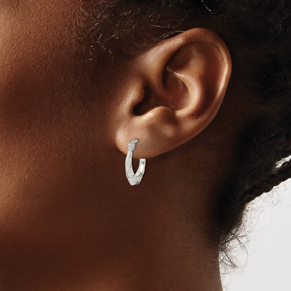 Sterlingsilber Diamantiert & Strukturiert Creolen