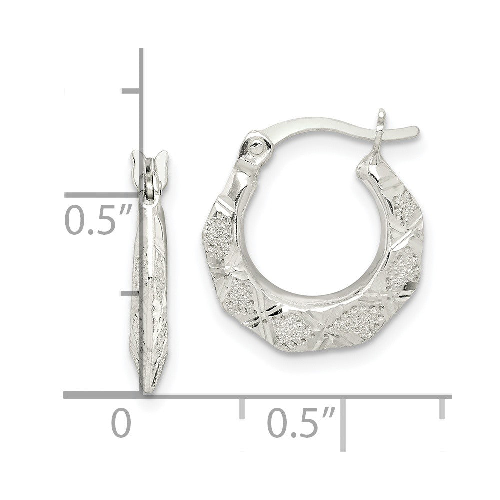 Sterlingsilber Diamantiert & Strukturiert Creolen