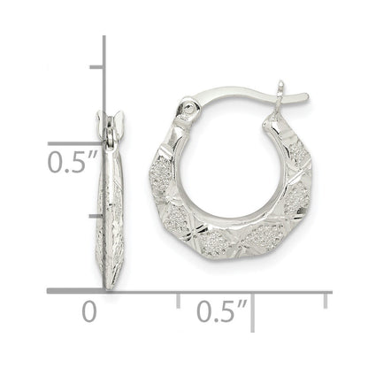 Sterlingsilber Diamantiert & Strukturiert Creolen