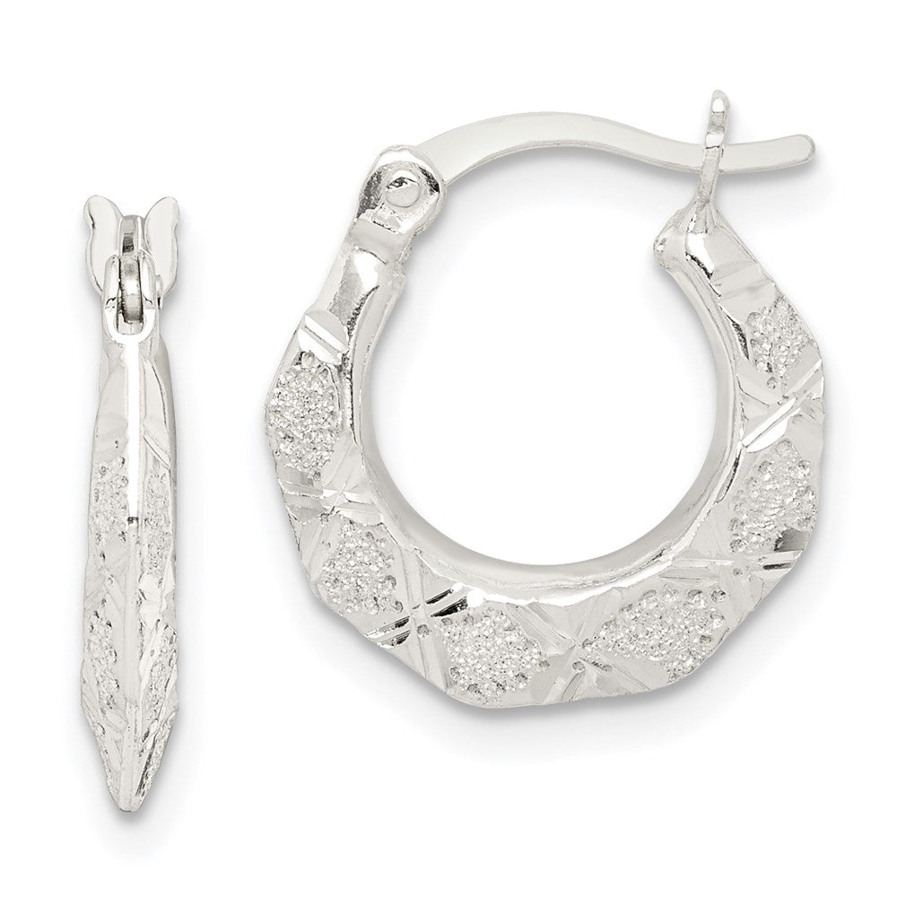 Sterlingsilber Diamantiert & Strukturiert Creolen