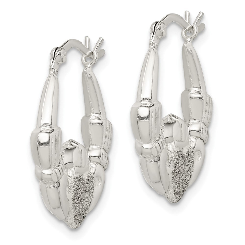 Sterlingsilber Poliert & Lasergeschnitten Claddagh Creolen