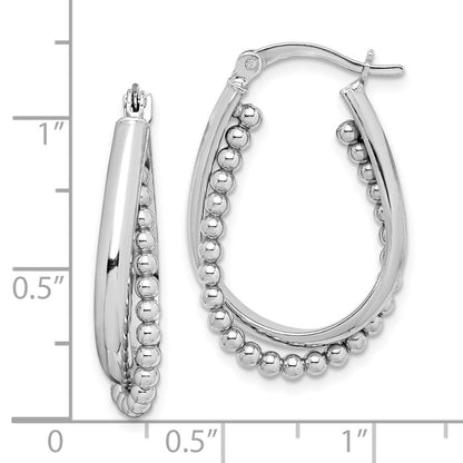 Sterlingsilber Rhodiniert Gedreht und Gekugelt Creolen