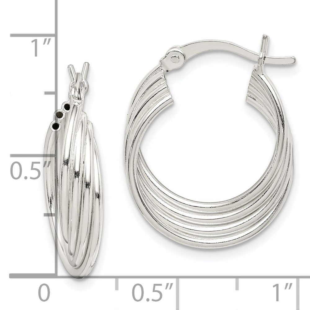 Sterlingsilber Poliert Gedreht Multi-tube Rund Creolen