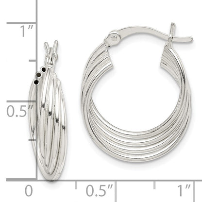 Sterlingsilber Poliert Gedreht Multi-tube Rund Creolen