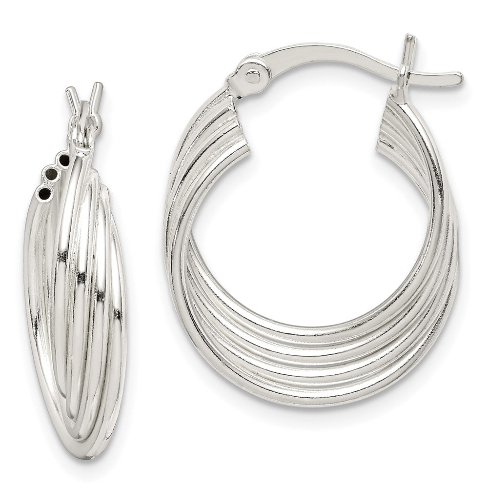 Sterlingsilber Poliert Gedreht Multi-tube Rund Creolen