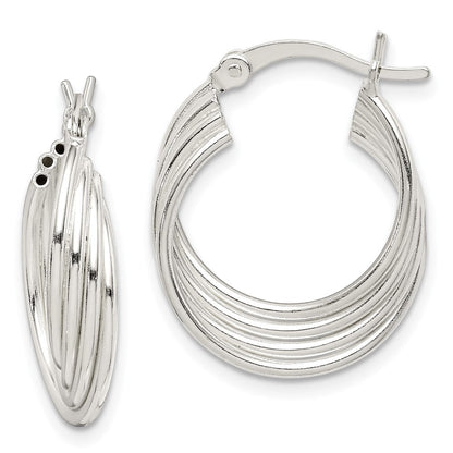 Sterlingsilber Poliert Gedreht Multi-tube Rund Creolen