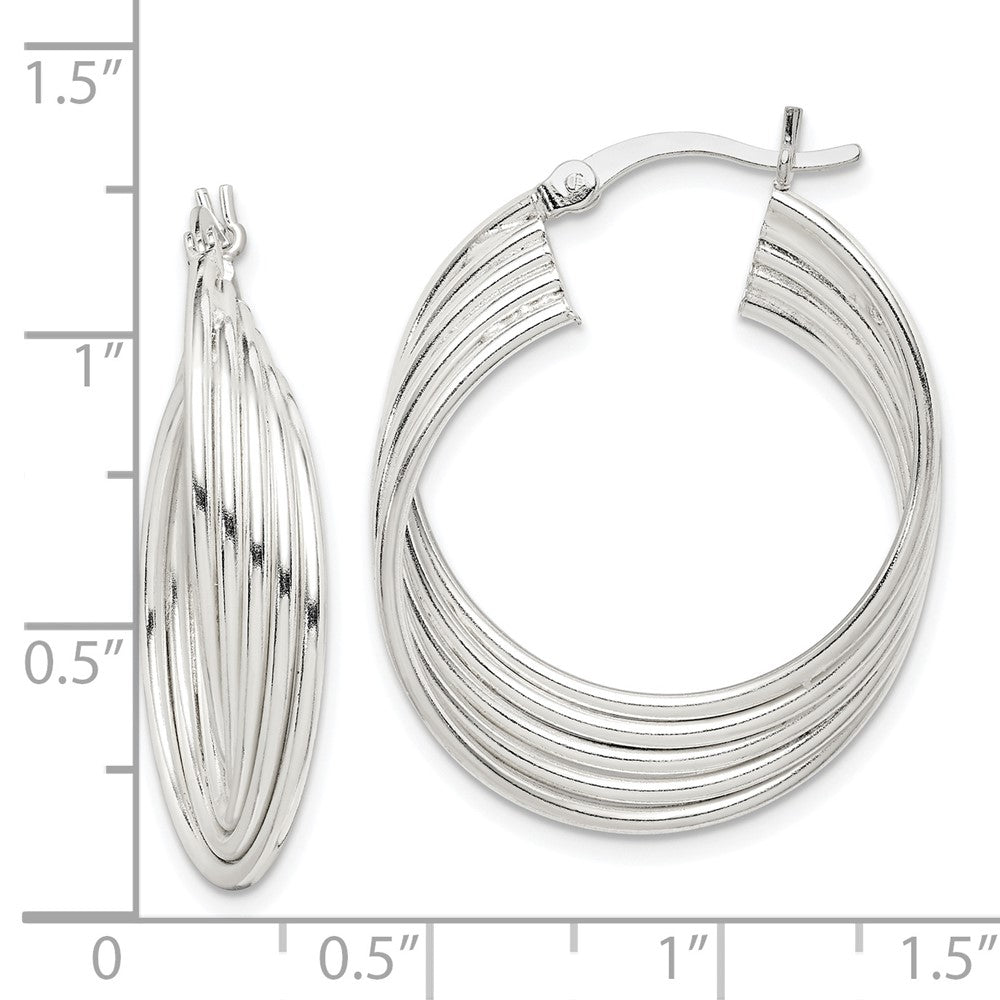 Sterlingsilber Poliert Gedreht Multi-tube Rund Creolen