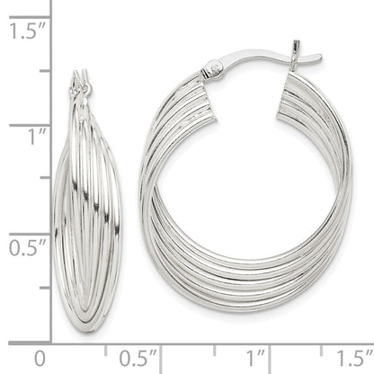 Sterlingsilber Poliert Gedreht Multi-tube Rund Creolen