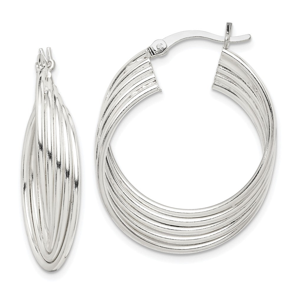 Sterlingsilber Poliert Gedreht Multi-tube Rund Creolen