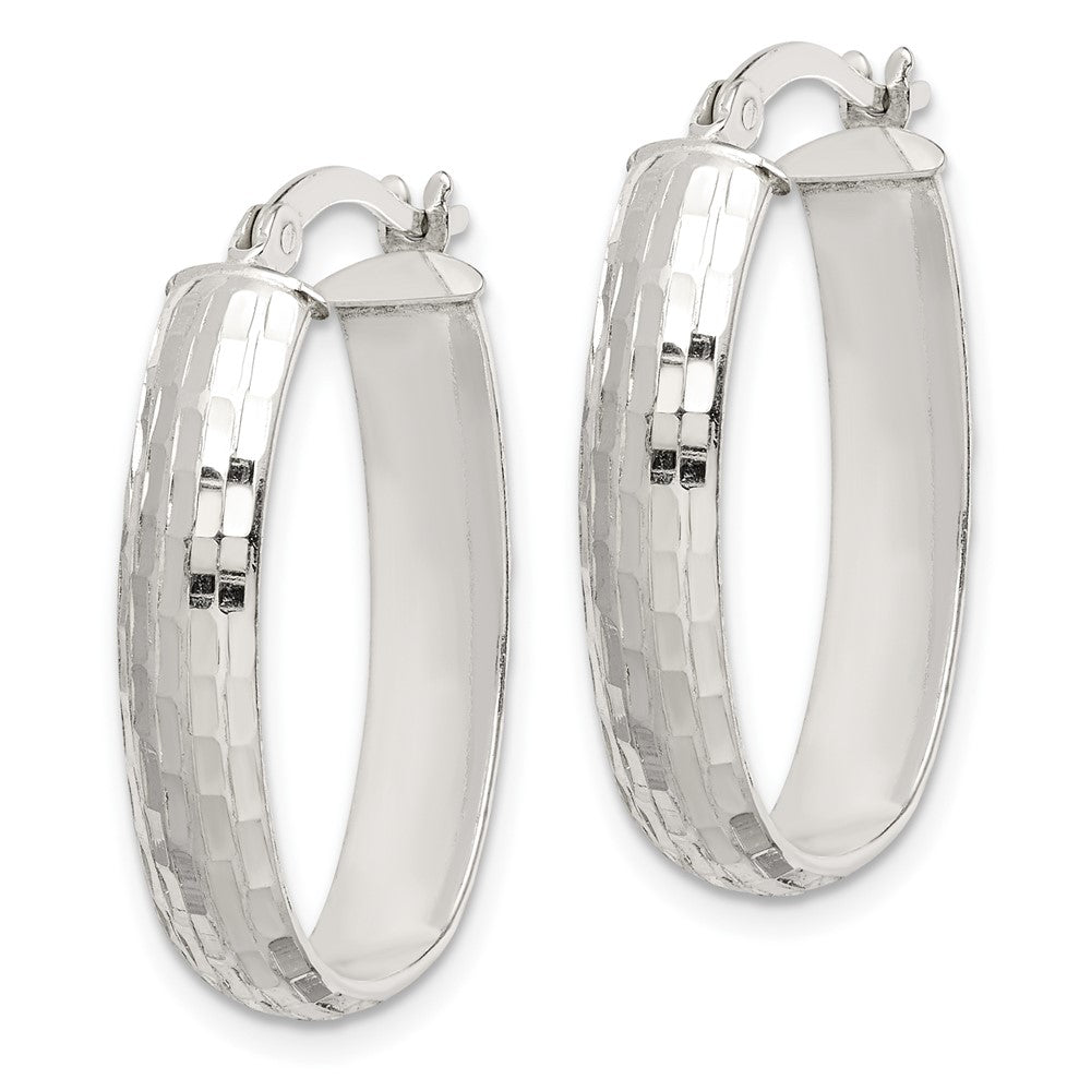 Sterlingsilber Poliert & Strukturiert 5mm Oval Creolen