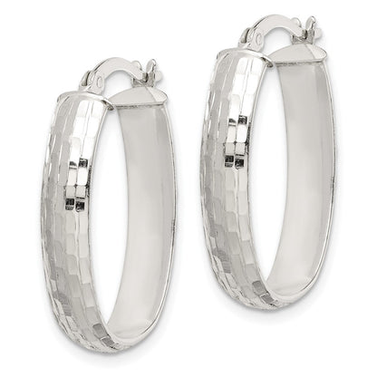 Sterlingsilber Poliert & Strukturiert 5mm Oval Creolen