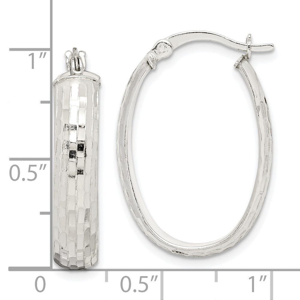 Sterlingsilber Poliert & Strukturiert 5mm Oval Creolen