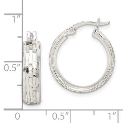 Sterlingsilber Poliert & Strukturiert 5mm Rund Creolen