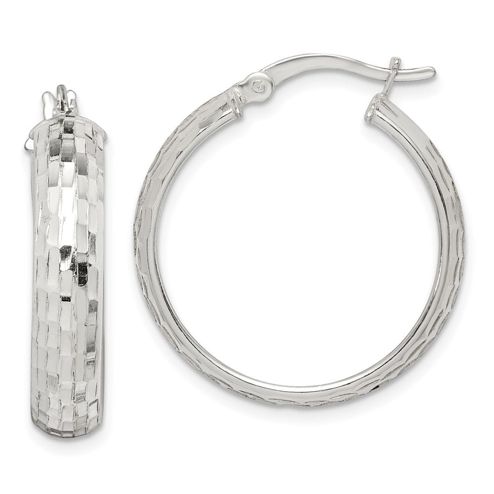 Sterlingsilber Poliert & Strukturiert 5mm Rund Creolen