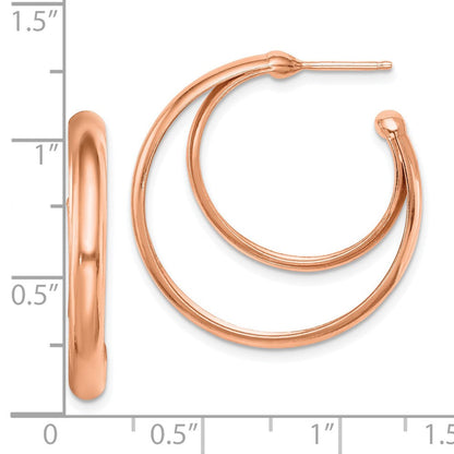 Sterlingsilber Rhodiniert Rose Vergoldet 28x3.5 Creole Ohrstecker